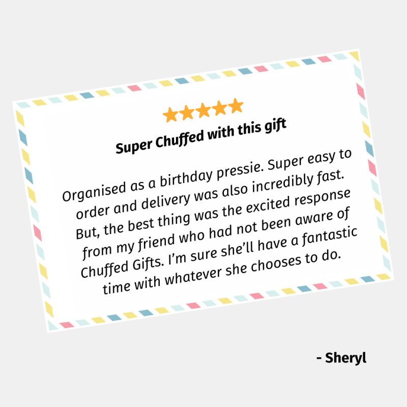 Positive review for a great gift in New Zealand Chuffed Gift give experiences they'll love